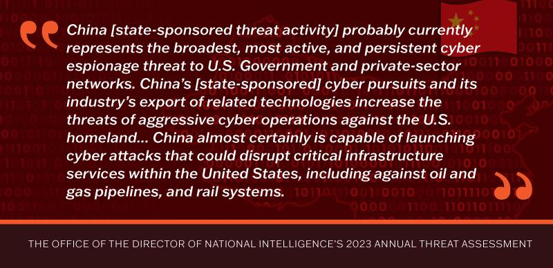 Chinese State-Sponsored Threat quote